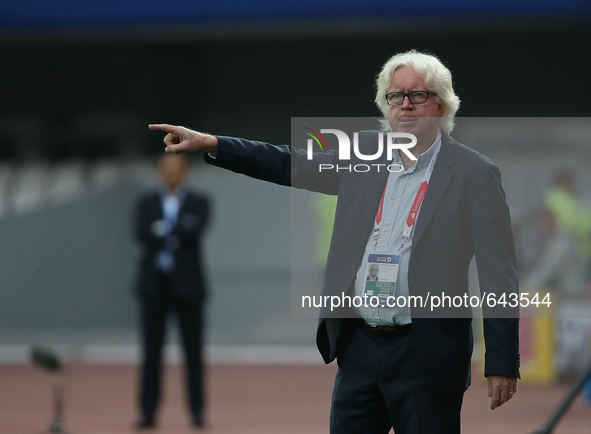 ANTOFAGASTA, June 17, 2015 () -- Jamaica's head coach  Winfried Schafer reacts during the group B match against Paraguay at the 2015 America...