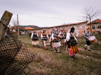 Pobeda village, Yambol. Bulgaria. Men dressed as scary creatures walk around the village of Pobeda, Yambol district, Bulgaria, to visit home...