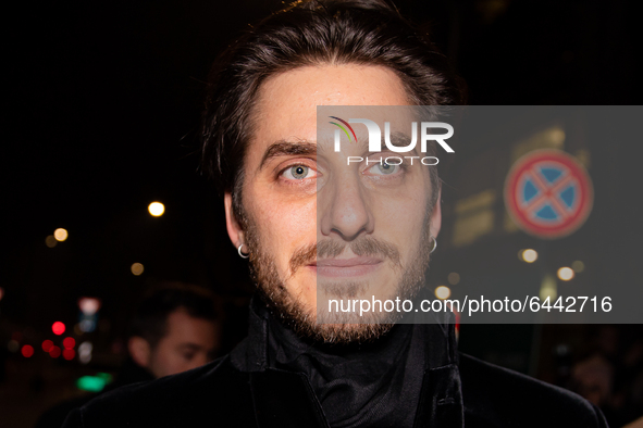 Luca Marinelli attends the Giorgio Armani fashion show during Milan Men's Fashion Week Fall/Winter 2020/2021 on January 13, 2020 in Milan, I...