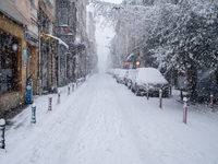 A general view of the Kadikoy district of Istanbul, Turkey during a heavy snow storm on February 17, 2021. (