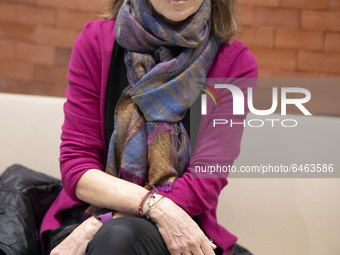 the writer Carmen Posadas poses during the portrait session in Madrid February 22, 2021 Spain (