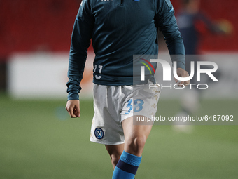 Costanzo of Napoli during the warm-up before the UEFA Europa League Round of 32 match between Granada CF and SSC Napoli at Estadio Nuevo los...