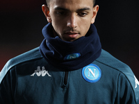 Karim Zedadka of Napoli during the warm-up before the UEFA Europa League Round of 32 match between Granada CF and SSC Napoli at Estadio Nuev...
