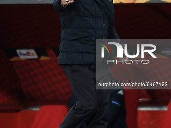 Gennaro Gattuso head coach of Napoli gives instructions during the UEFA Europa League Round of 32 match between Granada CF and SSC Napoli at...