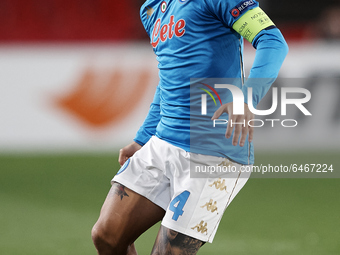 Lorenzo Insigne of Napoli in action during the UEFA Europa League Round of 32 match between Granada CF and SSC Napoli at Estadio Nuevo los C...