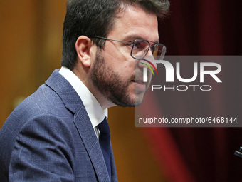 The Vicepresident of the Generalitat, Pere Aragones, during the session of the Permanent Council held in the Parliament of Catalonia to deal...