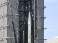 Starship SN-11 is seen in the high bay on the morning of Tuesday, February 23rd at SpaceX's south Texas Launch site near Brownsville, Texas....