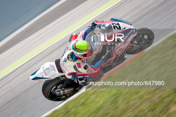 Ivan Silva of the Targobank Motorsport team during the SBK Qualifying Practice in the FIM CEV Repsol 2015 which was held at the Circuit de C...