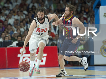 Sergio Llull Player of Real Madrid during the second  match of the Spanish ACB basketball league final played Real Madrid vs  Barcelona (100...