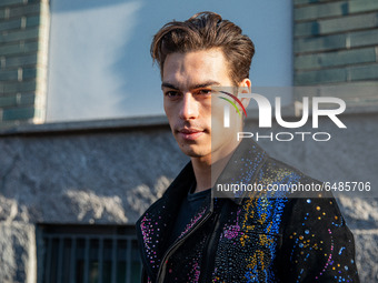 Corentin Huard attends the Emporio Armani fashion show during Milan Men's Fashion Week Fall/Winter 2020/2021 on January 11, 2020 in Milan, I...