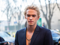 Cody Simpson attends the Emporio Armani fashion show during Milan Men's Fashion Week Fall/Winter 2020/2021 on January 11, 2020 in Milan, Ita...