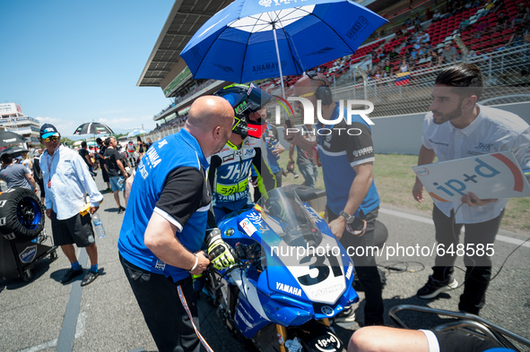 Carmelo Morales of the Yamaha Laglisse team pictured moments before start of the SBK Race in the FIM CEV Repsol 2015 which was held at the C...