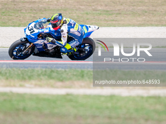 Carmelo Morales of the Yamaha Laglisse team pictured during the SBK Race in the FIM CEV Repsol 2015 which was held at the Circuit de Catalun...