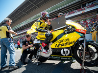 Edgar Pons of the Paginas Amarillas HP40 Junior team pictured moments before the start of Moto2 Race in the FIM CEV Repsol 2015 which was he...