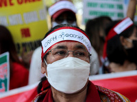 A Chin refugee participates in a demonstration during a protest against the military coup in Myanmar, in New Delhi, India on March 3, 2021....