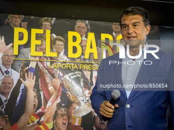 Barcelona, Catalonia, Spain. June 22.  Joan Laporta was presented as presidential elections FC Barcelona in his election headquarters in Bar...
