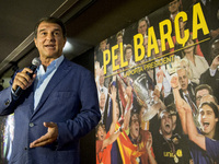 Barcelona, Catalonia, Spain. June 22.  Joan Laporta was presented as presidential elections FC Barcelona in his election headquarters in Bar...