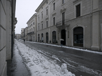 Heavy snowfall in L'Aquila, Italy, on March 9, 2021  (