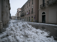 Heavy snowfall in L'Aquila, Italy, on March 9, 2021  (