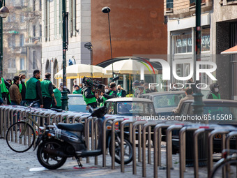General view of House of Gucci movie set on March 10, 2021 in Milan, Italy. (