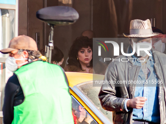 Lady Gaga is seen on the House of Gucci movie set on March 10, 2021 in Milan, Italy. (