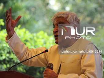 Indian poet, scriptwriter and lyricist Javed Akhtar attends the launch of a music video at Le Meridien in New Delhi on March 11, 2021. (