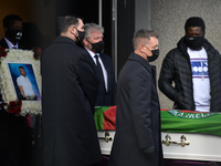 The coffin of George Nkencho, a 27-year-old man was shot dead by Gardai outside his Dublin home last December, is taken from the Sacred Hear...