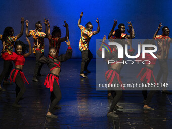  The Sarakasi Dancers group and Ballet Kenya Studio perform at Kenya National Theatre, in Nairobi, Kenya, on march 13, 2021. (