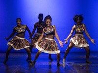  The Sarakasi Dancers group and Ballet Kenya Studio perform at Kenya National Theatre, in Nairobi, Kenya, on march 13, 2021. (