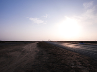 SpaceX's South Texas build site is seen in the distance in the vast empty marshes of Boca Chica, Texas on March 16th. (