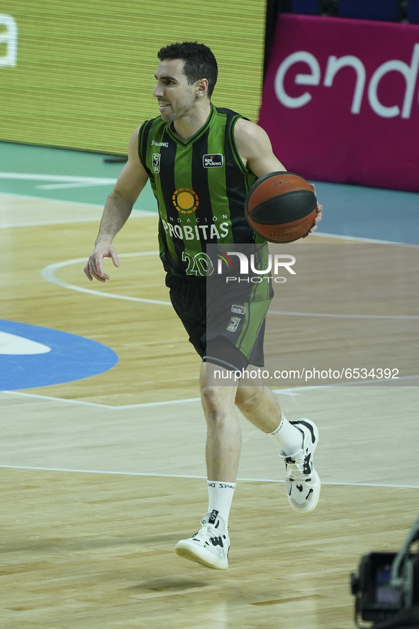 Ferran Bassas Navarra of Club Joventut de Badalona during the match postponed by covid-19, on matchday 21 of the Endesa League between Movis...