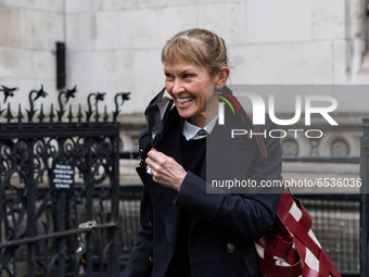LONDON, UNITED KINGDOM - MARCH 18, 2021: Sasha Wass QC, lawyer for The Sun and News Group Newspapers leaves the Royal Courts of Justice as J...