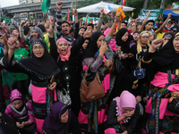 MANILA, Philippines - Filipino Muslims take part in a rally as they celebrate in Mendiola bridge in San Miguel, Manila on 27 March 2014. Phi...