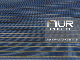 March 15, 2021 - Lake City, Florida, United States - In this aerial view from a drone, the Florida Power & Light Sunshine Gateway Solar Ener...