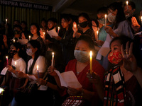 Chin Refugees from Myanmar living in India hold a candle vigil, organised by Chin Refugee Committee, to pay tribute to the people who have d...