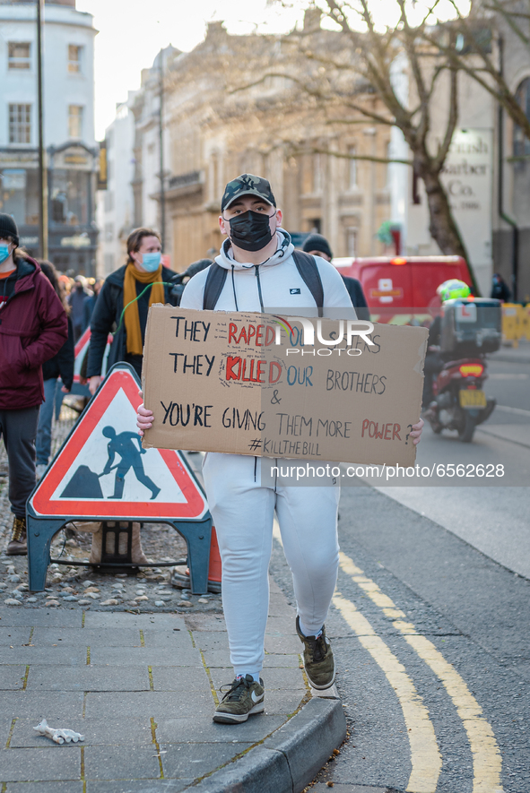 Protesters gather in Bristol, UK  for the third time in a week on 26th March, 2021 to oppose the Police, Crime, Courts and Sentencing Bill w...
