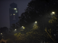 A smoggy and foggy weather in Kathmandu, Nepal on Friday, March 26, 2021. The AQI pollution level on Friday steadily climbed towards the haz...