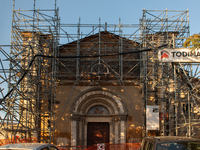 A view of the building site of San Francesco di Paola Church in L'Aquila, Italy on March 29, 2021. On April 6th, 2009, a violent earthquake...