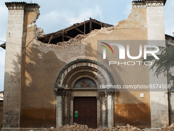A view of the collapsed Church of San Francesco di Paola in L'Aquila, Italy on May 4, 2009. On April 6th, 2009, a violent earthquake destroy...