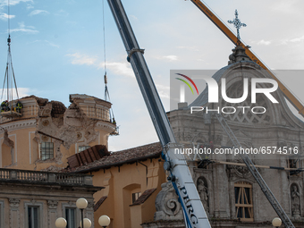 A view of the collapsed Santa Maria del Suffragio Church (Chiesa delle Anime Sante) in L'Aquila, Italy on May 4, 2009. On April 6th, 2009, a...