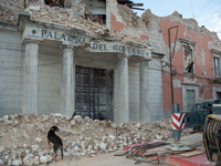 A view of the collapsed Prefecture (Palazzo del Governo) in L'Aquila, Italy on May 4, 2009. On April 6th, 2009, a violent earthquake destroy...