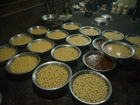 Sweets are kept in a traditional sweet production house in Bogura, Bangladesh. (