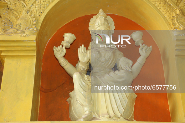 Figures of Hindu deities are seen during the reconstruction of the Keerimalai Naguleswaram Hindu Temple in Keerimalai, Sri Lanka. This templ...