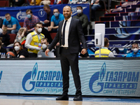 LDLC ASVEL Villeurbanne head coach TJ Parker reacts during the EuroLeague Basketball match between Zenit St. Petersburg and LDLC ASVEL Ville...