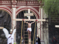 The 178 representation of the Passion of Christ in the Iztapalapa Borough, Mexico City, Mexico, on April 2, 2021 continued behind closed doo...