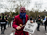 People attend a 'Kill the Bill' protest in London, Britain, 3 April 2021. Protests around the United Kingdom have been held in opposition to...