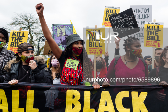 Protestors chant their opposition to the proposed new law as activists gather for a Kill the Bill protest in London, Britain, 3 April 2021....