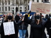 Protestors rally to demonstrate against the proposed Police, Crime, Sentencing and Courts Bill in and around London, England on 3rd April 20...