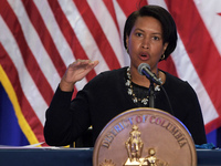 DC Mayor Muriel Bowser speaks during  a press conference about Covid19 Vaccines, Capitol Security and Homeless Situation, today on April 05,...