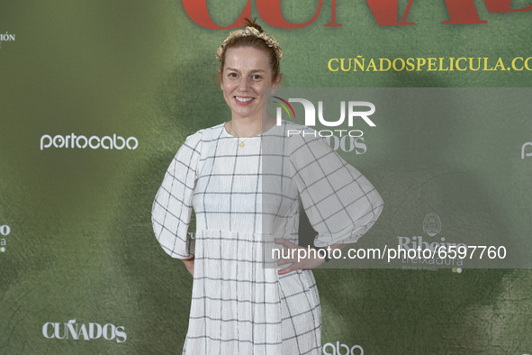 Actress Maria Vazquez attends 'Cuñados' photocall at the Callao cinema on April 06, 2021 in Madrid, Spain. 